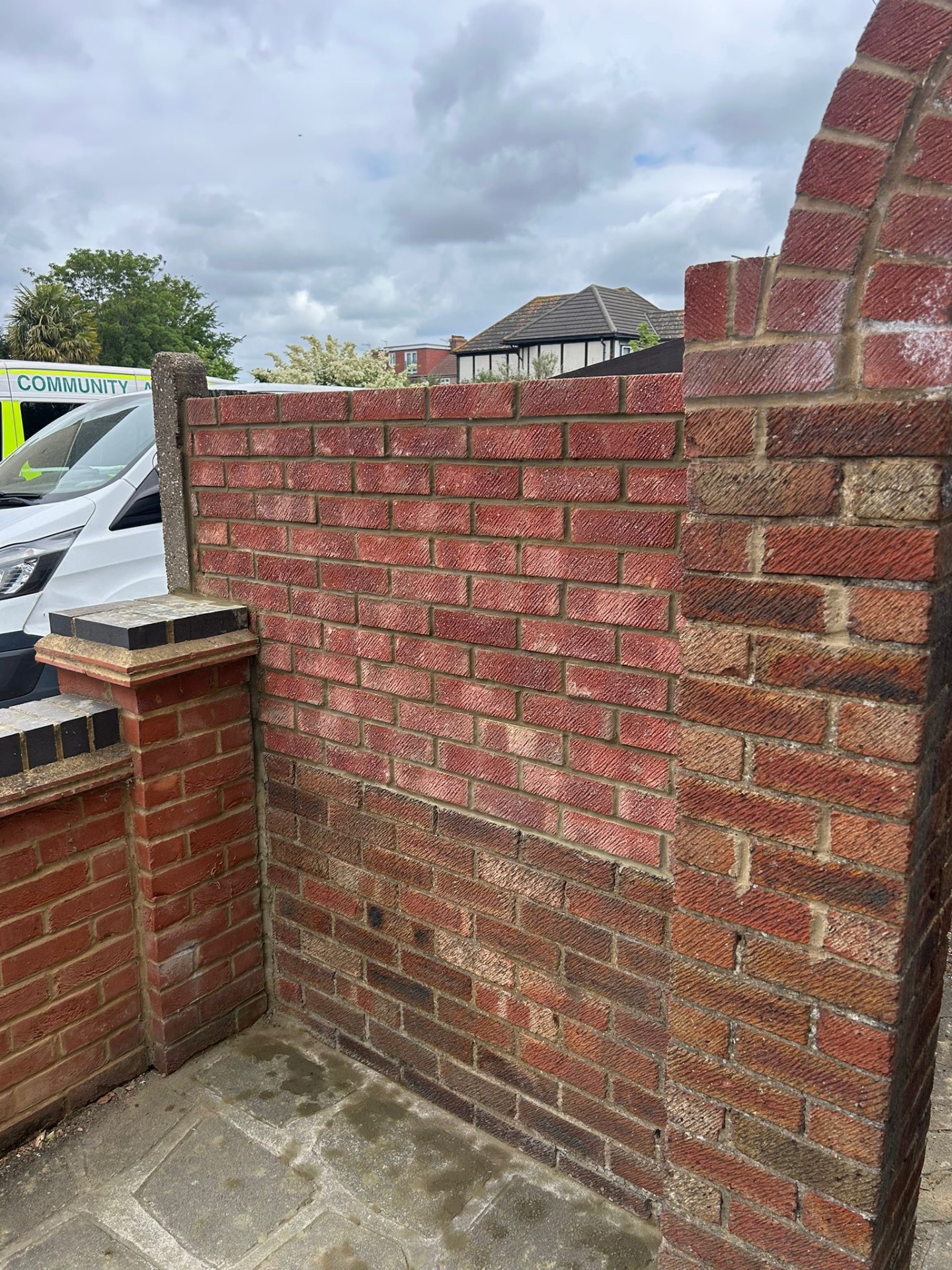 Garden wall in matching brick